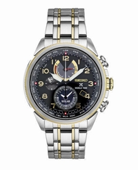 New Seiko SSC508 Prospex World Time Solar Chronograph Two Tone Men's Watch