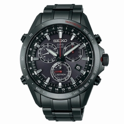 New Seiko Astron Solar GPS Black PVD Stainless Steel Men's Watch SSE031