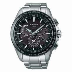 New Seiko Astron Solar GPS Dual Time Stainless Steel Men's Watch SSE077