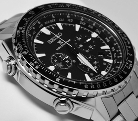 New Seiko SSG001 Radio Sync Solar Chronograph Stainless Steel Men's Watch