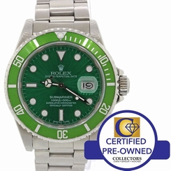  Rolex Submariner Date Green Hulk 16610 Stainless Steel Dive Diver 40mm Watch