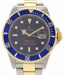 Men's Rolex Submariner 18K Yellow Gold & SS Watch 11613 T