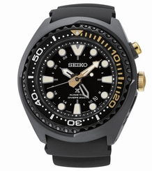 New Seiko SUN045 Prospex Kinetic GMT Diver Black Dial Silicone Strap Mens Watch