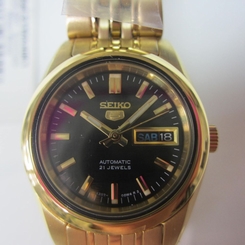 SEIKO 5 WOMEN'S AUTOMATIC WATCH ALL S/S GOLD TONE ORIGINAL JAPAN SYMA40K1 NEW
