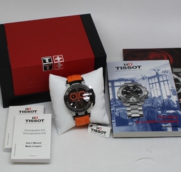New! Tissot Men's T-Race Chronograph Orange Rubber Strap Watch T0484172705704