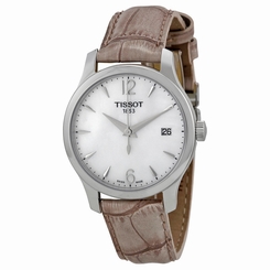 Tissot Tradition Mother of Pearl Dial Grey Leather Ladies Watch T0632101711700