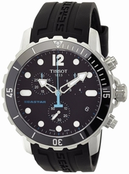 New Tissot Seastar Chronograph Black Rubber Strap Men's Watch T0664171705700 7611608267929