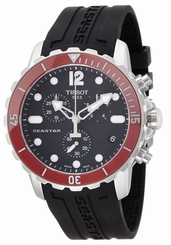 New Tissot Seastar Chronograph Black Rubber Strap Men's Watch T0664171705701