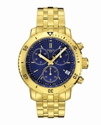 New Tissot PRS 200 Chrono Blue Dial Gold Tone Steel Men's Watch T0674173304101