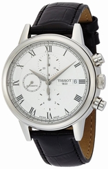 Tissot Carson Chronograph White Dial Black Leather Mens Watch T0854271601300