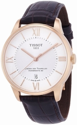 Tissot Chemin Des Tourelles Rose Tone Leather Strap Mens Watch T0994073603800