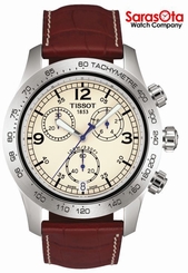 Tissot V8 T36.1.316.72 Chronograph Ivory Dial Leather Swiss Quartz Men's Watch