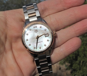NEW- Tag Heuer Carrera 2-Tone ,18kt Rose Gold & Steel, MOP Diamond Dial WAR1352