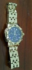 Tissot 2007 Mens Swiss Made Gold Toned Chronograph Watch (New), sapphire crystal