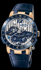 Fake AAA Ulysse Nardin El Toro "BLUE" Perpetual Calendar GMT �� Rose Gold 43mm 326-00 RARE Watch