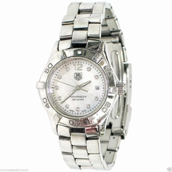 TAG HEUER AQUARACER WAF1415 MOP Ladies Diamond Watch 300 Meters PRE-OWNED