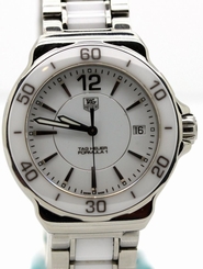MINT CONDITION TAG HEUER LADIES FORMULA ONE WAH1211 CERAMIC WHITE DIAL POLISHED