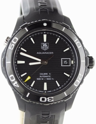 AMAZING COND TAG HEUER AQUARACER WAK2180 CALIBRE 5 PVD NEAR MINT BOX+PAPS BLACK