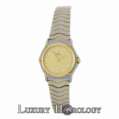 Ladies Ebel Classic Wave Mini 1057901 Steel 18K Gold Diamond Quartz 23MM Watch