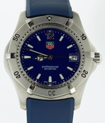  EXLNT COND MENS TAG HEUER PROFESSIONAL WK1113 QUARTZ BLUE TAG STRAP NEAR MINT