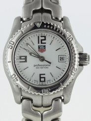 MINT COND TAG HEUER LADIES WT1414 LINK WHITE DIAL STAINLESS STEEL BRUSHED QUARTZ