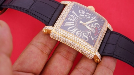 FRANCK MULLER 10000 SC CONQUISTADOR CORTEZ 18K YELLOW GOLD WATCH 16 Ct Diamonds