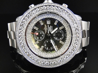 Mens XL Breitling Super Avenger Aeromarine 53 MM Genuine Diamond Watch 23.5 Ct