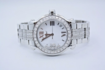 CHOPARD HAPPY SPORT ll ROUND STAINLESS DIAMOND ENCRUSTED WATCH REF:278477-3001 845960017312
