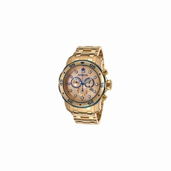 New Invicta Men's Pro Diver Chronograph 18K Gold & Stainless Steel Watch #80069