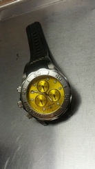 Mens Invicta 11460 Pro Diver Chronograph Yellow Dial Black Strap Watch