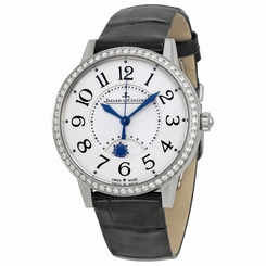 Jaeger LeCoultre Reverso Silver Dial Stainless Steel Diamond Black Leather