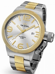 TW Steel Canteen Mens Silver & Gold 45mm Automatic Watch Silver Dial CB35