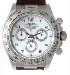 AUTHENTIC ROLEX DAYTONA 18K WHITE GOLD CHRONOGRAPH LEATHER BAND 116519