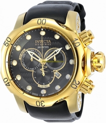 Invicta Watches : 20223 Black Dial Chronograph Date Black Leather Men Watch