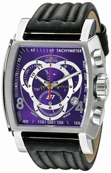 Invicta Watches : 20240 Purple Dial Chronograph Date Black Leather Men Watch