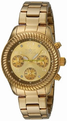 Invicta Watches : 20266 Champagne Dial Fixed Yellow Gold-plated Band Women Watch