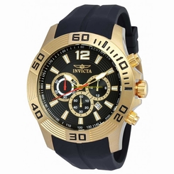 Invicta Watches : 20300 Black Dial Gold-plated Band Men Watch