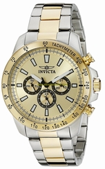 Invicta Watches : 20340 Gold Dial Stainless Steel Band Men Watch