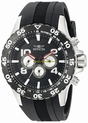 Invicta Watches : 20375 Black Dial Day Date Black Polyurethane Men Watch
