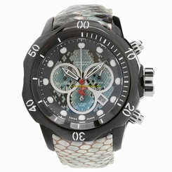 Invicta Watches : 20411 Black (snake Skin Pattern Centered) Dial Uni-directional Rotating Black Ion-plated Band Men Watch