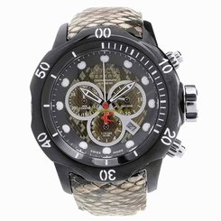 Invicta Watches : 20412 Black (snake Skin Pattern Centered) Dial Uni-directional Rotating Black Ion-plated Band Men Watch