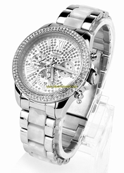 Invicta Watches : 20507 Silver Crystal-set Dial Fixed Stainless Steel Set With Crystals Band Women Watch