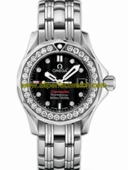 Omega Watches : 212.15.28.61.51.001 28mm Quartz Seamaster 300M Black Dial Stainless Steel Case, Diamonds With Stainless Steel Bracelet Women Watch