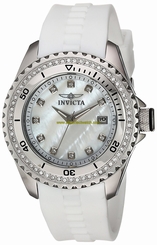 Invicta Watches : 21415 Quartz Mother of Pearl Crystal Dial Crystal Bezel Whitre Silicone Women Watch