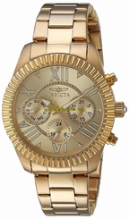 Invicta Watches : 21423 Gold Dial Stainless Steel Band Women Watch