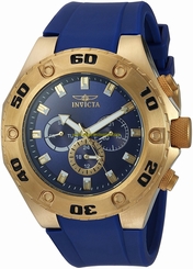 Invicta Watches : 21457 Blue Dial Chronograph Day Date Blue Silicone Men Watch