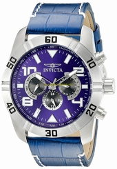 Invicta Watches : 21475 Quartz Chronograph Day Date Blue Leather Men Watch