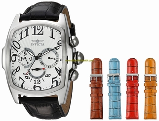 Invicta Watches : 21499 Quartz Analog Day Date Black Leather Men Watch