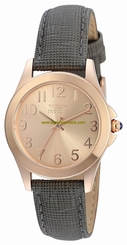 Invicta Watches : 21585 Rose Gold Dial Leather Band Women Watch
