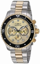 Invicta Watches : 21790 Gold Dial Stainless Steel Band Men Watch